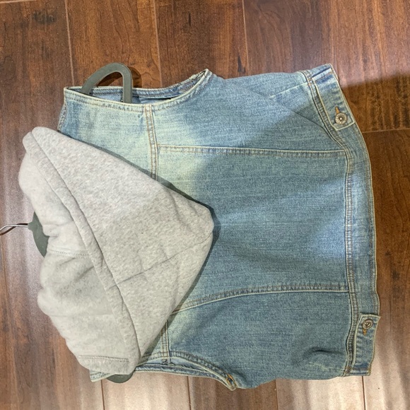 Blue Jean Jacket Removable Grey Hood - Picture 2 of 2